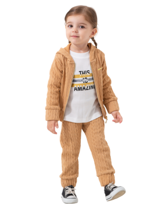 TOPTAN MISS PALLONE ÖRGÜ DESENLİ HIRKALI EŞOFMAN TAKIMI 2-5 Y