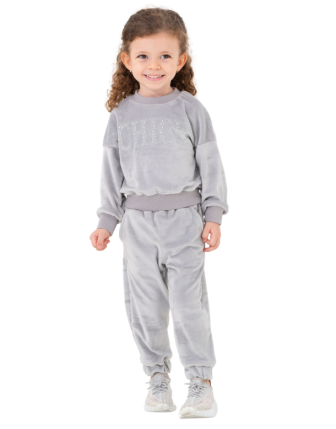 TOPTAN MISS PALLONE KADİFE YAZI BASKILI KIZ ÇOCUK TAKIMI 2-5 Y