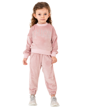 TOPTAN MISS PALLONE KADİFE YAZI BASKILI KIZ ÇOCUK TAKIMI 2-5 Y