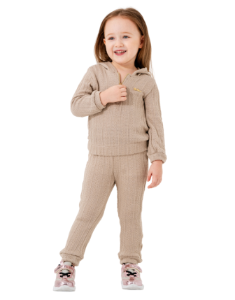 TOPTAN MISS PALLONE ÖRGÜ DESENLİ FERMUAR DETAYLI EŞOFMAN TAKIMI 2-5 Y