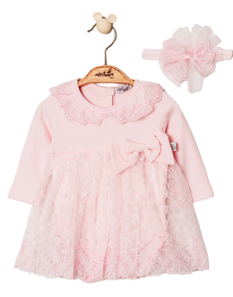 MINIBORN %100 PAMUK TÜLLÜ DANTELLİ KIZ BEBEK ELBİSE