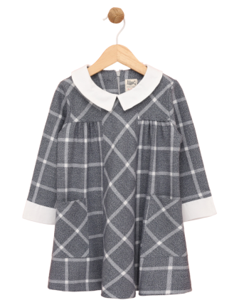 TOPTAN LİLAX CEP DETAYLI KIZ ÇOCUK ELBİSE 2-5 Y