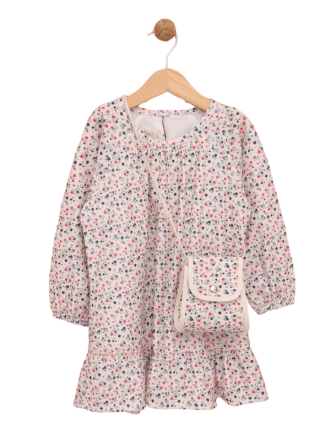 TOPTAN LİLAX ÇANTALI KIZ ÇOCUK ELBİSE 2-5 Y