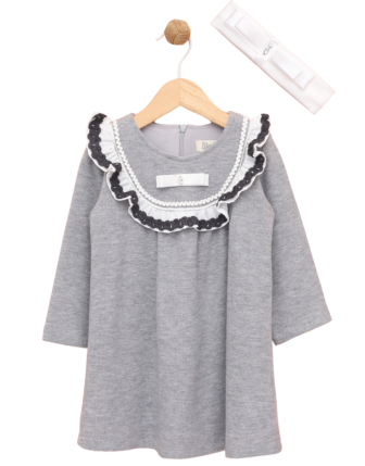 TOPTAN LİLAX BANDANALI KIZ BEBEK ELBİSE 6-18 M