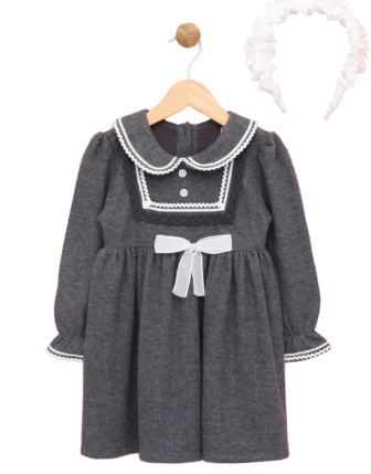 TOPTAN LİLAX TAÇLI KIZ BEBEK ELBİSESİ 9-24 M