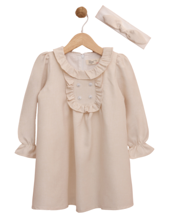 TOPTAN LİLAX BANDANALI KIZ BEBEK ELBİSE 9-24 M