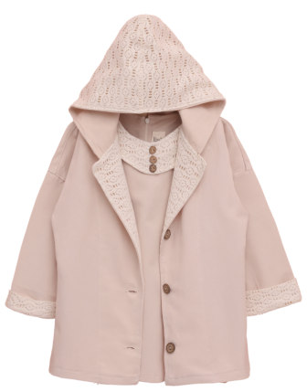 TOPTAN LİLAX KAPÜŞONLU CEKETLİ KIZ ÇOCUK ELBİSE 2-5 Y