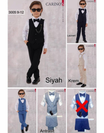 TOPTAN CARİNOS ERKEK 3 LÜ TAKIM 9-12 Y