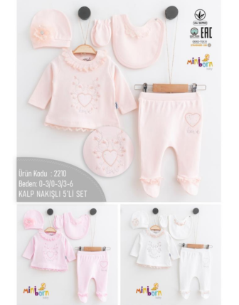 MİNİBORN 5 Lİ KIZ BEBEK TAKIM 0 - 6 M