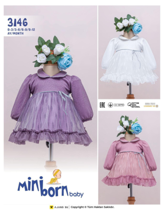 MİNİBORN KIZ BEBEK ELBİSE 0 - 12 M