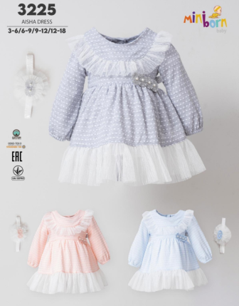 MİNİBORN BANDANALI KIZ BEBEK ELBİSE 3 - 18 M