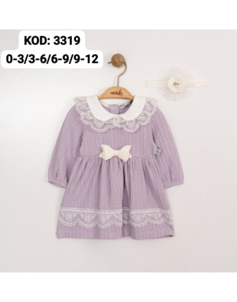 MİNİBORN BANDANALI KIZ BEBEK ELBİSE 0 - 12 M