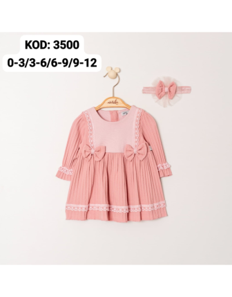 MİNİBORN BANDANALI KIZ BEBEK ELBİSE 0 - 12 M