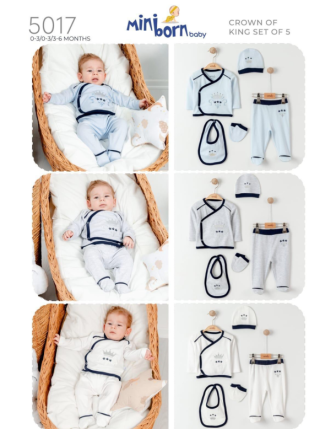 MİNİBORN 5 Lİ ERKEK BEBEK SET 0 - 6 M