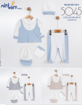 MİNİBORN 5 Lİ ERKEK BEBEK TAKIM 0 - 12 M