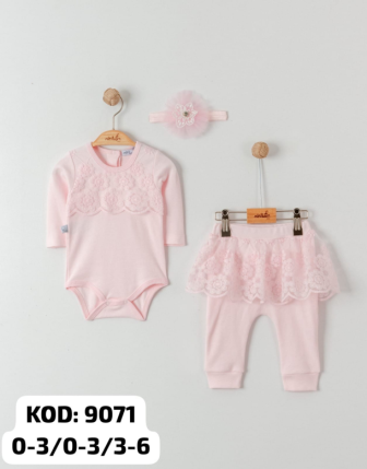 MİNİBORN 3 LÜ KIZ BEBEK TAKIM 0 - 6 M