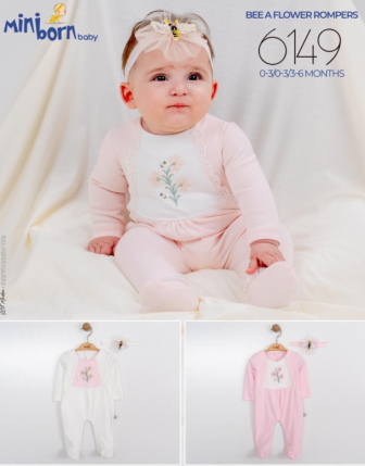 MİNİBORN BANDANALI KIZ BEBEK TULUM 0 - 6 M