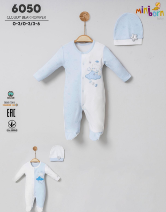 MİNİBORN ŞAPKALI ERKEK BEBEK TULUM 0 - 6 M