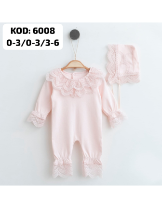 MİNİBORN ŞAPKALI KIZ BEBEK TULUM 0 - 6 M