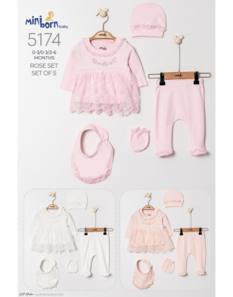 MİNİBORN 5 Lİ KIZ BEBEK TAKIM 0 - 6 M