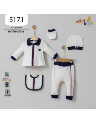 MİNİBORN 5 Lİ ERKEK BEBEK SET 0 - 6 M