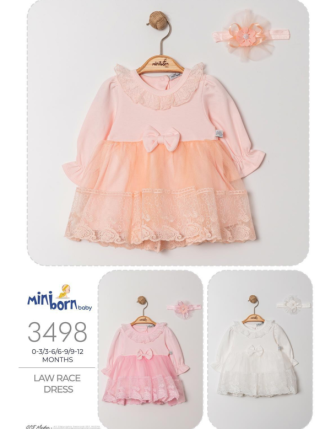 MİNİBORN BANDANALI KIZ BEBEK ELBİSE 0 - 12 M
