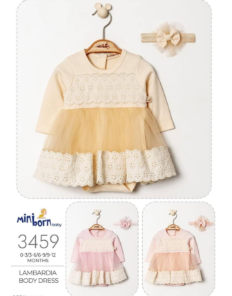 MİNİBORN BANDANALI KIZ BEBEK ELBİSE 0 - 12 M