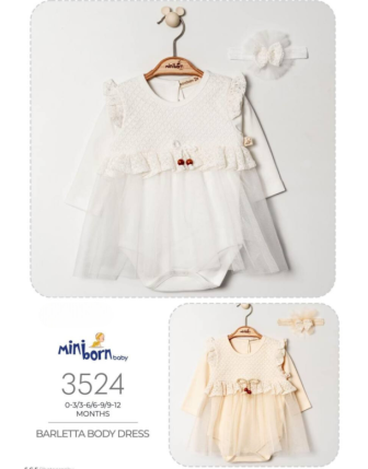 MİNİBORN BANDANALI KIZ BEBEK ELBİSE 0 - 12 M