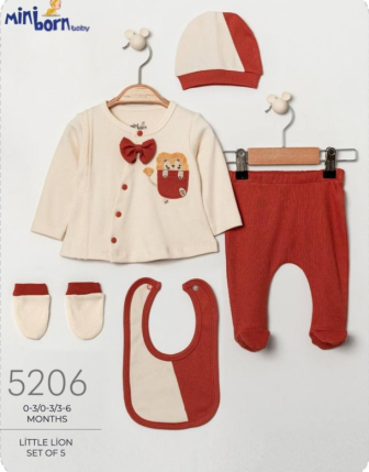 MİNİBORN 5 Lİ ERKEK BEBEK TAKIM 0 - 6 M
