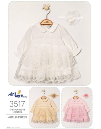 MİNİBORN BANDANALI KIZ BEBEK ELBİSE 0 - 12 M