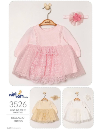 MİNİBORN BANDANALI KIZ BEBEK ELBİSE 0 - 12 M