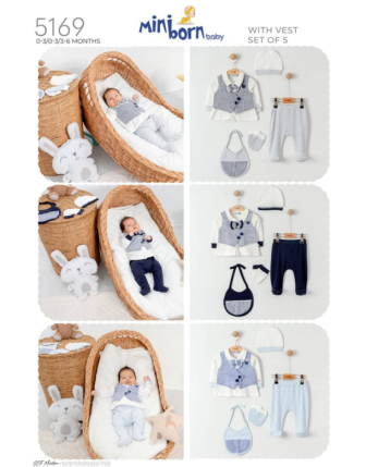 MİNİBORN 5 Lİ ERKEK BEBEK SET 0 - 6 M