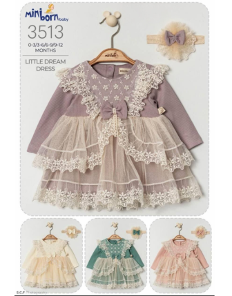 MİNİBORN BANDANALI BEBEK ELBİSE 0 - 12 M