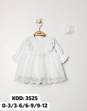 MİNİBORN BANDANALI KIZ BEBEK ELBİSE 0 - 12 M