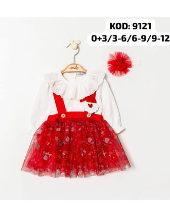 MİNİBORN BANDANALI KIZ BEBEK ELBİSE 0 - 12 M