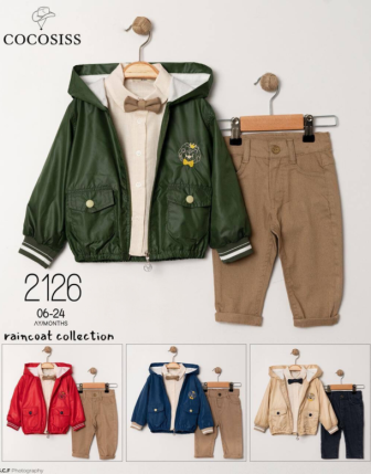 TOPTAN ERKEK BEBEK PAPYONLU 3 LÜ TAKIM 6 - 24 M