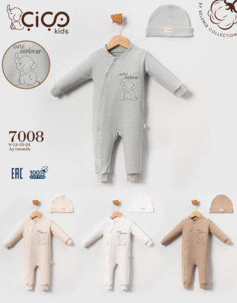 TOPTAN ERKEK BEBEK ŞAPKALI TULUM  9 - 24 M