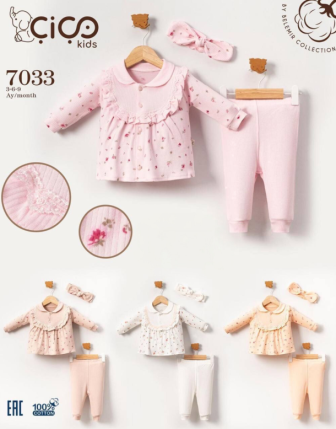 TOPTAN KIZ BEBEK BANDANALI 2 Lİ TAKIM 3 - 9 M