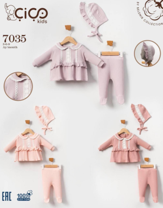 TOPTAN KIZ BEBEK ŞAPKALI 2 Lİ TAKIM 3 - 9 M