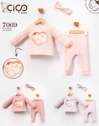 TOPTAN KIZ BEBEK BANDANALI 2 Lİ TAKIM 9 - 24 M