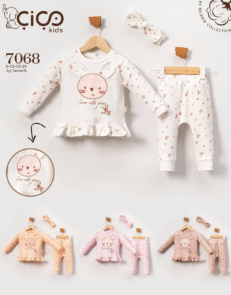 TOPTAN KIZ BEBEK BANDANALI 2 Lİ TAKIM 9 - 24 M