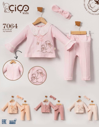 TOPTAN KIZ BEBEK BANDANALI 2 Lİ TAKIM 9 - 24 M
