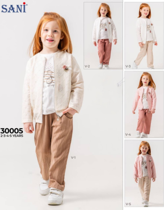 TOPTAN SANİ KIZ ÇOCUK 3 LÜ TAKIM 2 - 5 Y