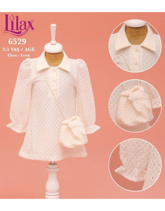 TOPTAN LİLAX KIZ ÇOCUK ÇANTALI ELBİSE 2 - 5 Y