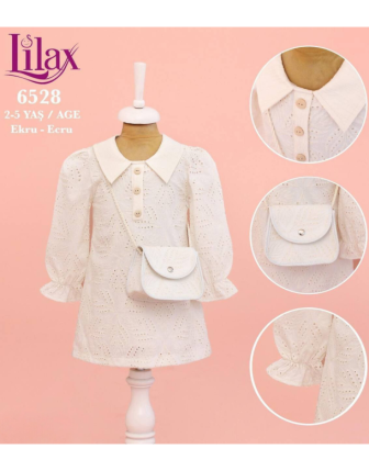 TOPTAN LİLAX KIZ ÇOCUK ÇANTALI ELBİSE 2 - 5 Y