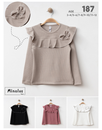 TOPTAN MİNOLES KIZ ÇOCUK TEK ÜST 3 - 12 Y