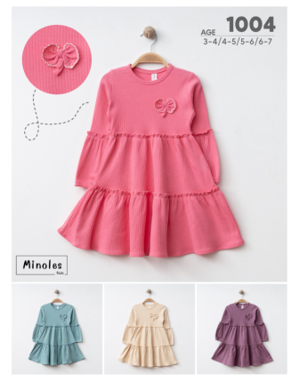 TOPTAN MİNOLES KIZ ÇOCUK ELBİSE 3 - 7 Y