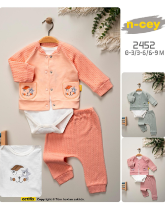 TOPTAN N - CEY KIZ BEBEK ZIBINLI 3 LÜ TAKIM 0 - 9 M