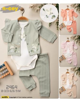 TOPTAN N - CEY KIZ BEBEK ZIBINLI 3 LÜ TAKIM 0 - 9 M