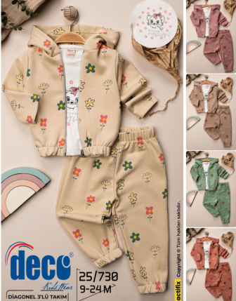 TOPTAN DECO KIZ BEBEK 3 LÜ TAKIM 9 - 24 M